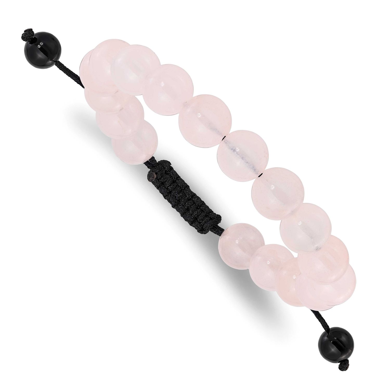 Rose Quartz Bead Polyester Black Cord Bolo Adjustable Bracelet Onyx, MPN: BF3399, UPC: