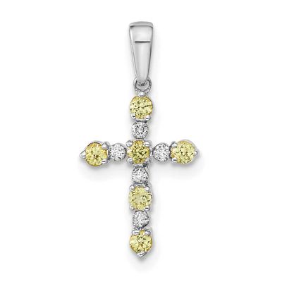 Peridot and Diamond Cross Pendant 14k White Gold, MPN: XP3387WPE/A, UPC: