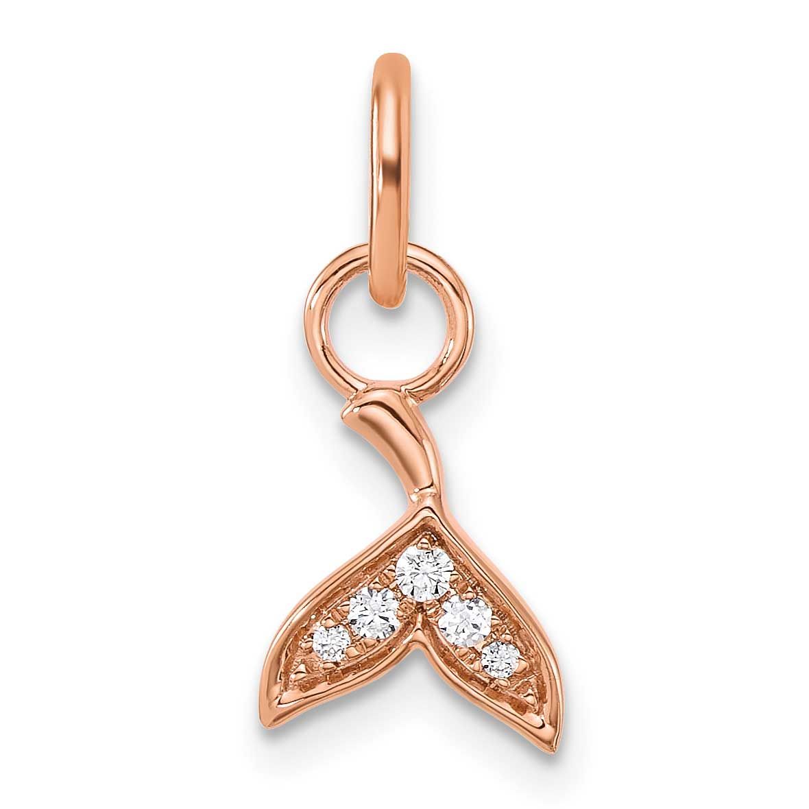 Polished Diamond Whale Tail Charm 14k Rose Gold, MPN: PM10765-005-RAA, UPC:
