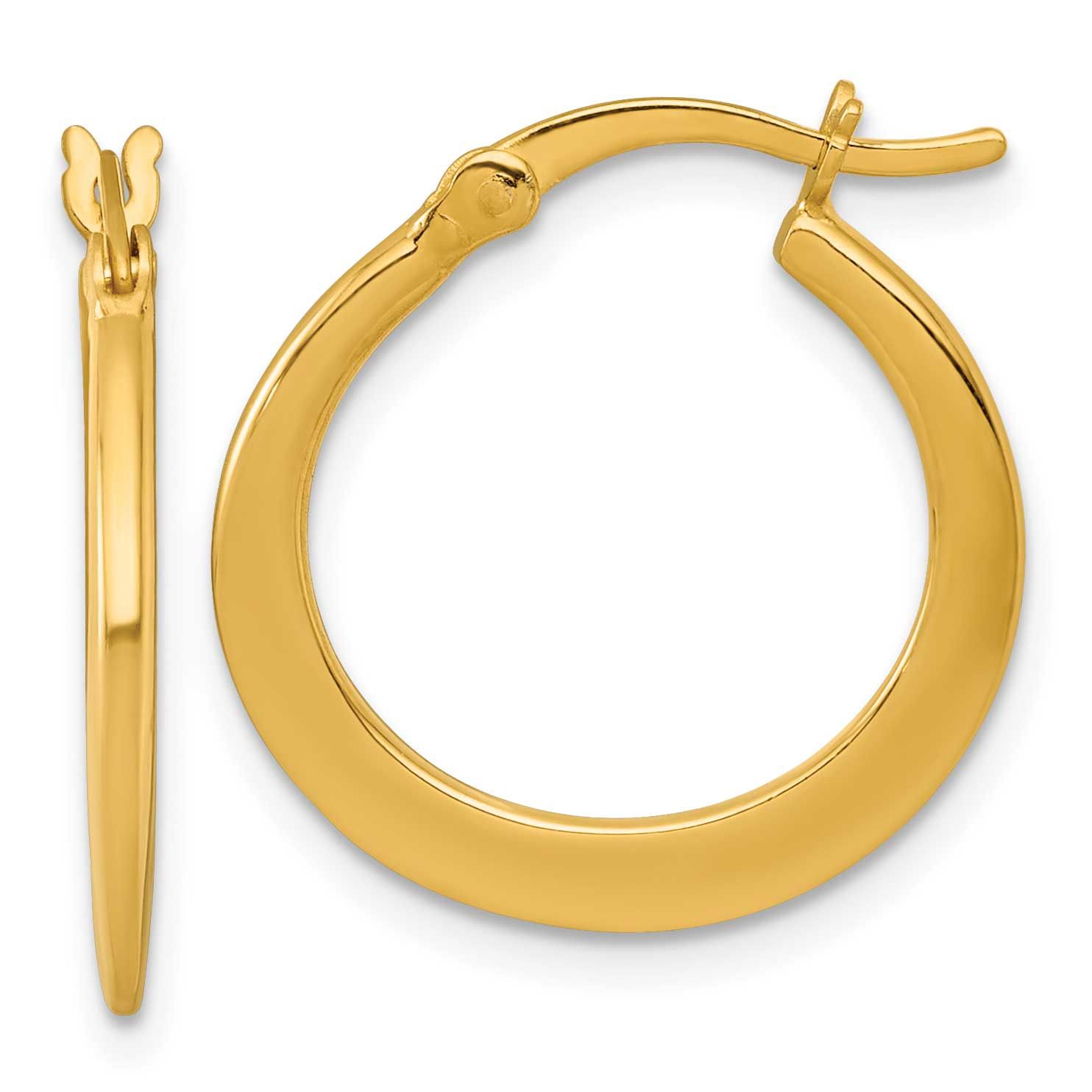 20.0mm Tapered Round Hoop Earrings Sterling Silver Gold-Tone Polished, MPN: QE17906GP, UPC: