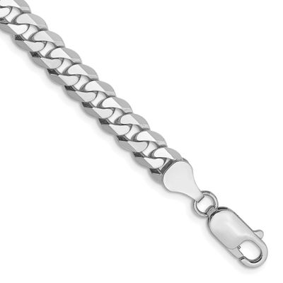 6.25mm Flat Beveled Curb Chain 9 Inch 10k White Gold, MPN: 10WFBU160-9, UPC: