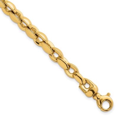Round Fancy Link 6.75mm Bracelet 14k Gold Polished, MPN: SF3133-7.5, UPC: