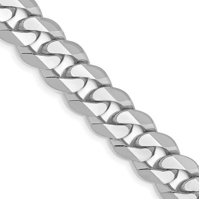 9.5mm Flat Beveled Curb Chain 20 Inch 14k White Gold, MPN: WFBU250-20, UPC: