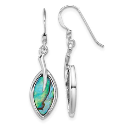 Abalone Leaf Dangle Earrings Sterling Silver Rhodium-Plated, MPN: QE18235, UPC: