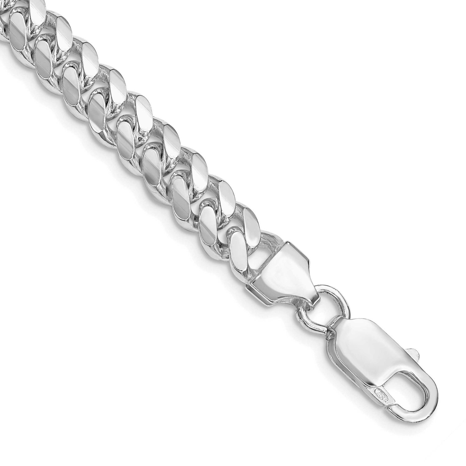 7.0mm Polished Domed Curb Chain 8 Inch Sterling Silver Rhodium-Plated, MPN: QDB200R-8, UPC: