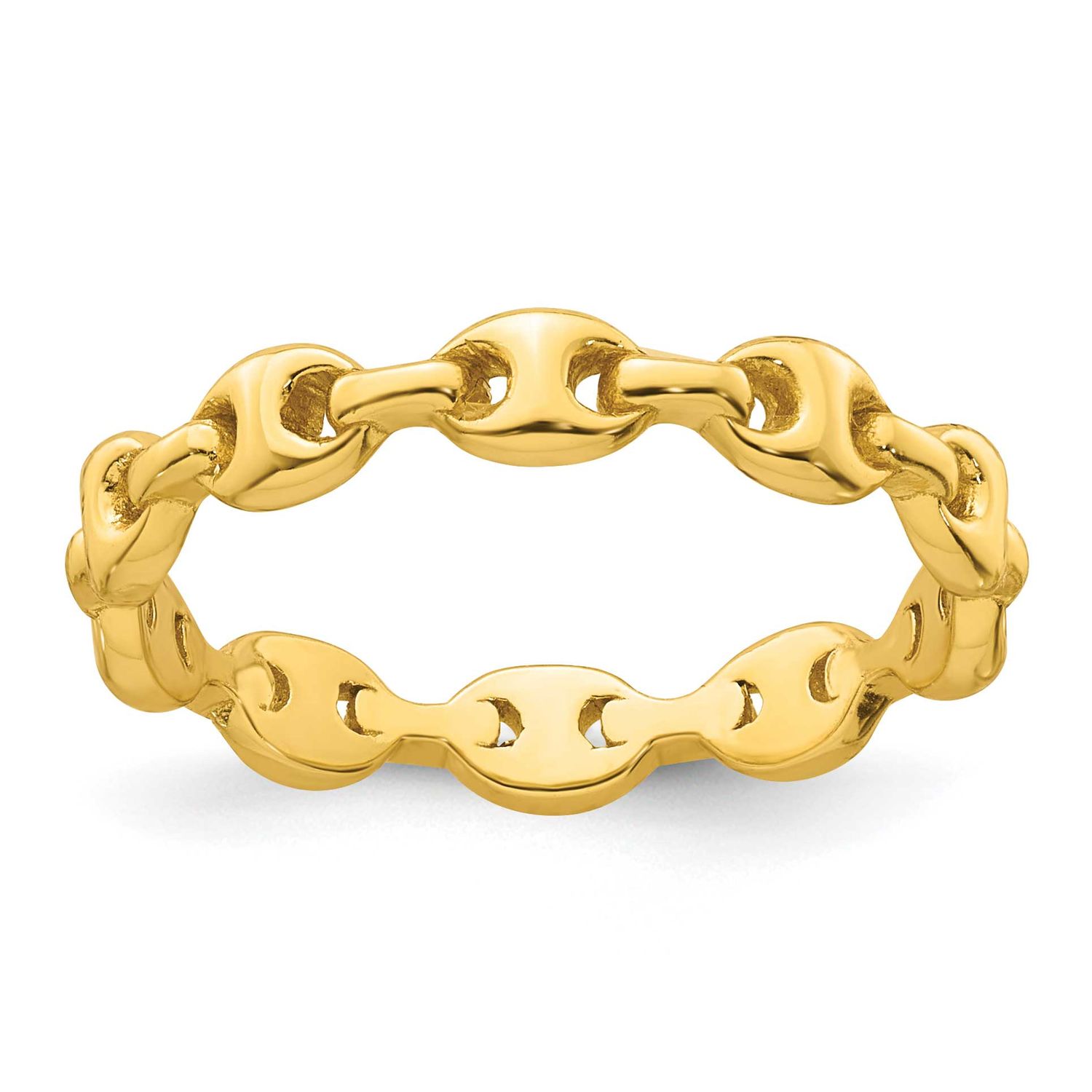 Puffed Mariner Link Ring Sterling Silver Gold-Tone Polished, MPN: QR7711GP, UPC: