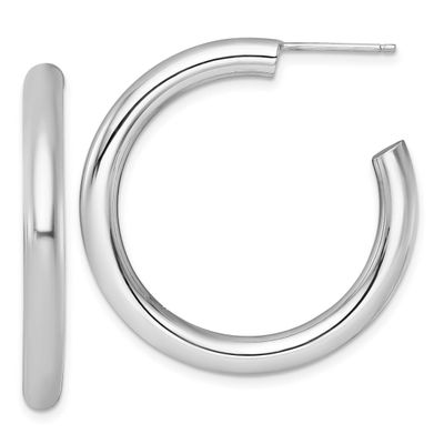4.0 x 35mm Polished Post Hoop Earrings 14k White Gold, MPN: TF2538W, UPC: