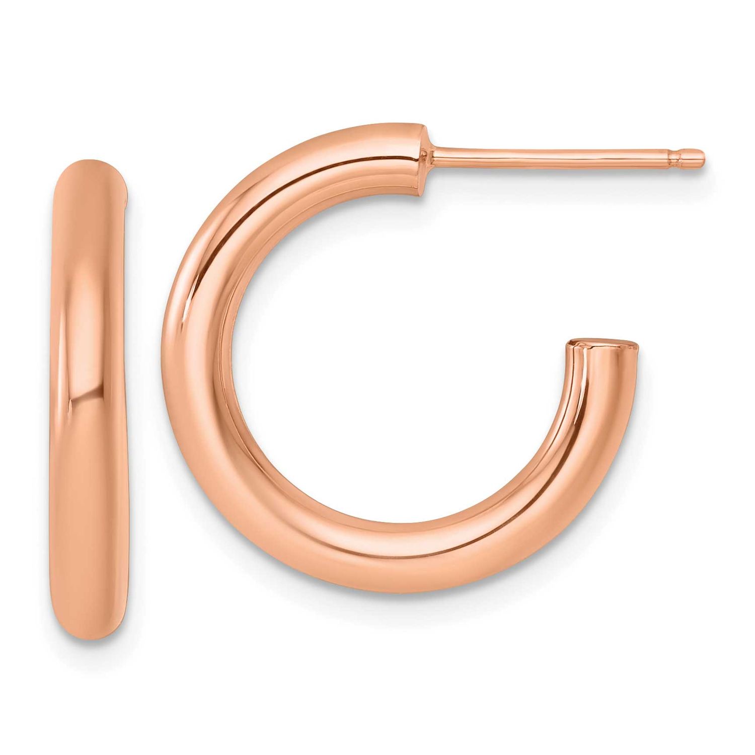 3.0 x 20mm Polished Post Hoop Earrings 14k Rose Gold, MPN: TF2529R, UPC: