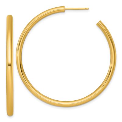 3.0 x 50mm Polished Post Hoop Earrings 14k Gold, MPN: TF2535, UPC: