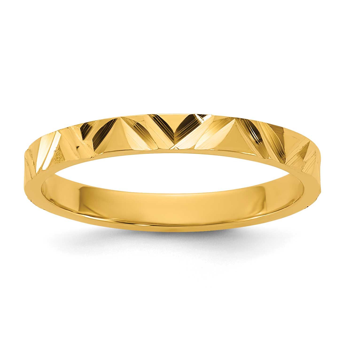 Madi K Diamond-Cut Zig-Zag Design 2mm Band Baby / Children&#39;s Ring 14k Gold, MPN: SE3078, UPC: