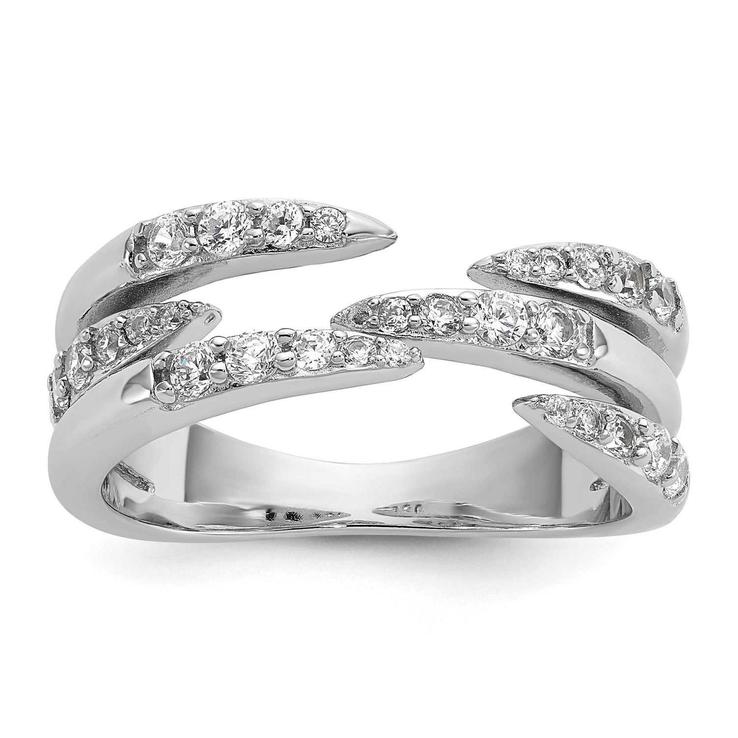 CZ Multi Row Ring Sterling Silver Rhodium-Plated, MPN: QR7720, UPC: