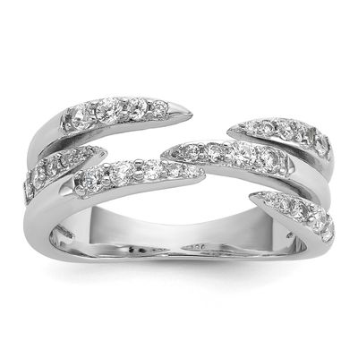 CZ Multi Row Ring Sterling Silver Rhodium-Plated, MPN: QR7720, UPC: