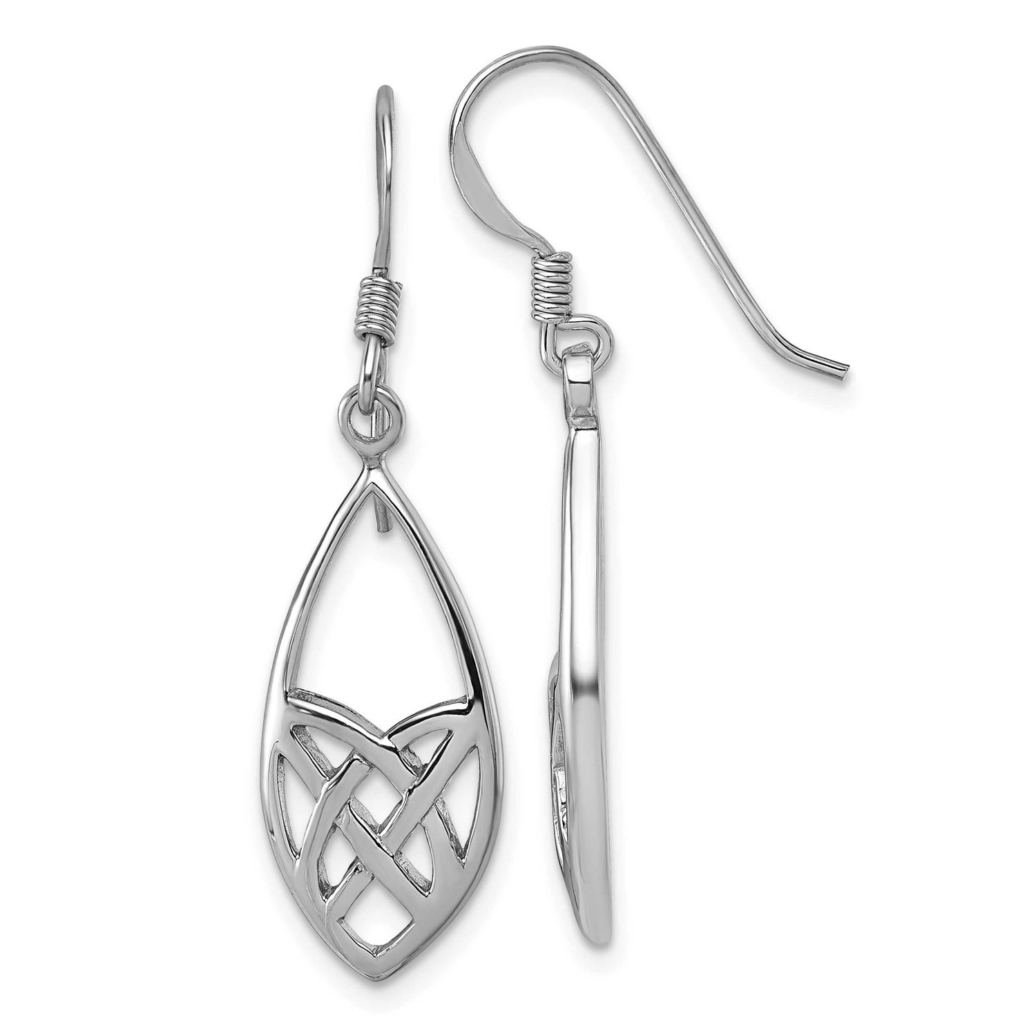 Polished Fancy Dangle Earrings Sterling Silver Rhodium-Plated, MPN: QG7214E, UPC: