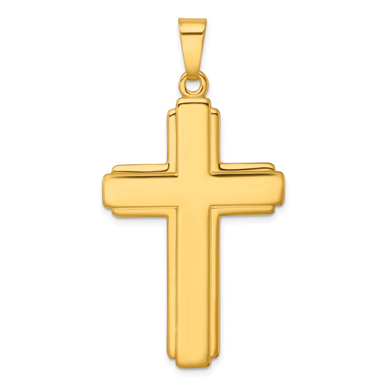Grooved Cross Pendant Sterling Silver Gold-Tone Polished, MPN: QC11115GP, UPC: