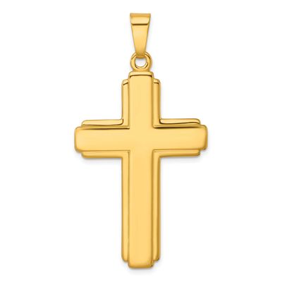 Grooved Cross Pendant Sterling Silver Gold-Tone Polished, MPN: QC11115GP, UPC: