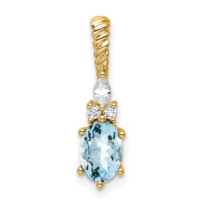 Diamond and Aquamarine Twisted Chain Slide 21.8 Inch 14k Gold Polished, MPN: PM9791-AQ-009-YAA, UPC: