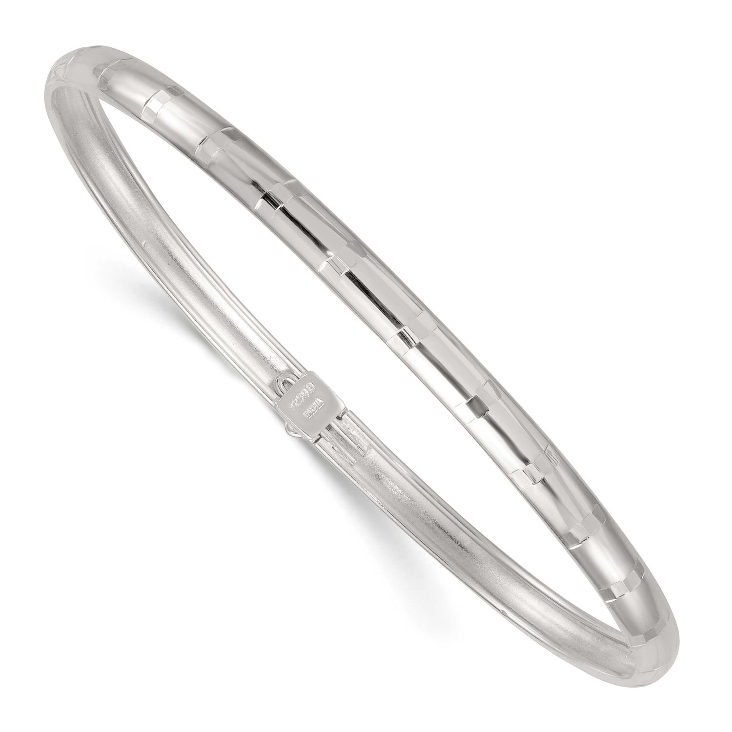 Diamond-Cut 4.0mm Flexible Bangle Sterling Silver Polished, MPN: QB1615, UPC: