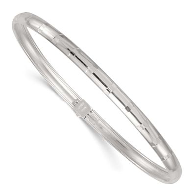 Diamond-Cut 4.0mm Flexible Bangle Sterling Silver Polished, MPN: QB1615, UPC: