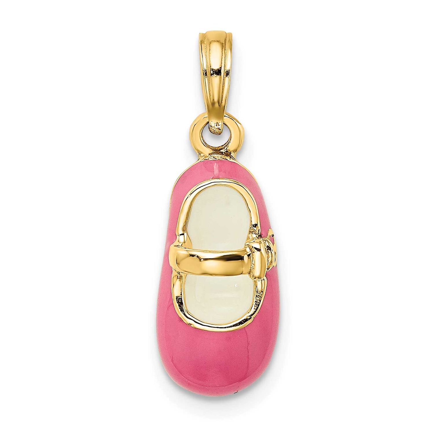 3-D with Pink Enamel Baby Shoe Charm 14k Gold, MPN: K6851, UPC: 637218127269