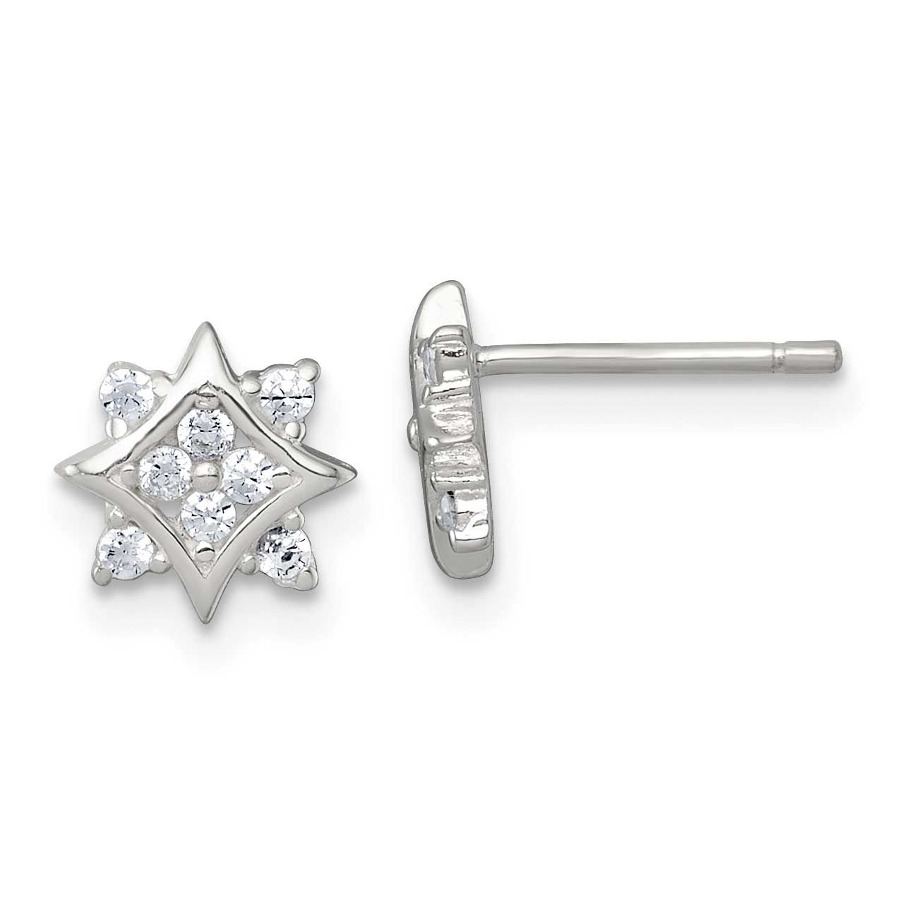 CZ Star Post Earrings Sterling Silver Polished, MPN: QE18215, UPC: