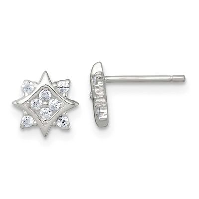 CZ Star Post Earrings Sterling Silver Polished, MPN: QE18215, UPC: