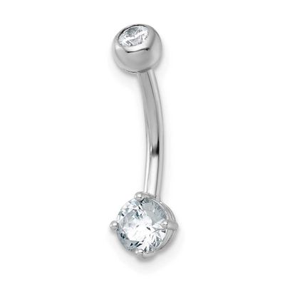 Polished 14 Gauge 5.0mm CZ Navel Ring 10k White Gold, MPN: 10BD214W, UPC: