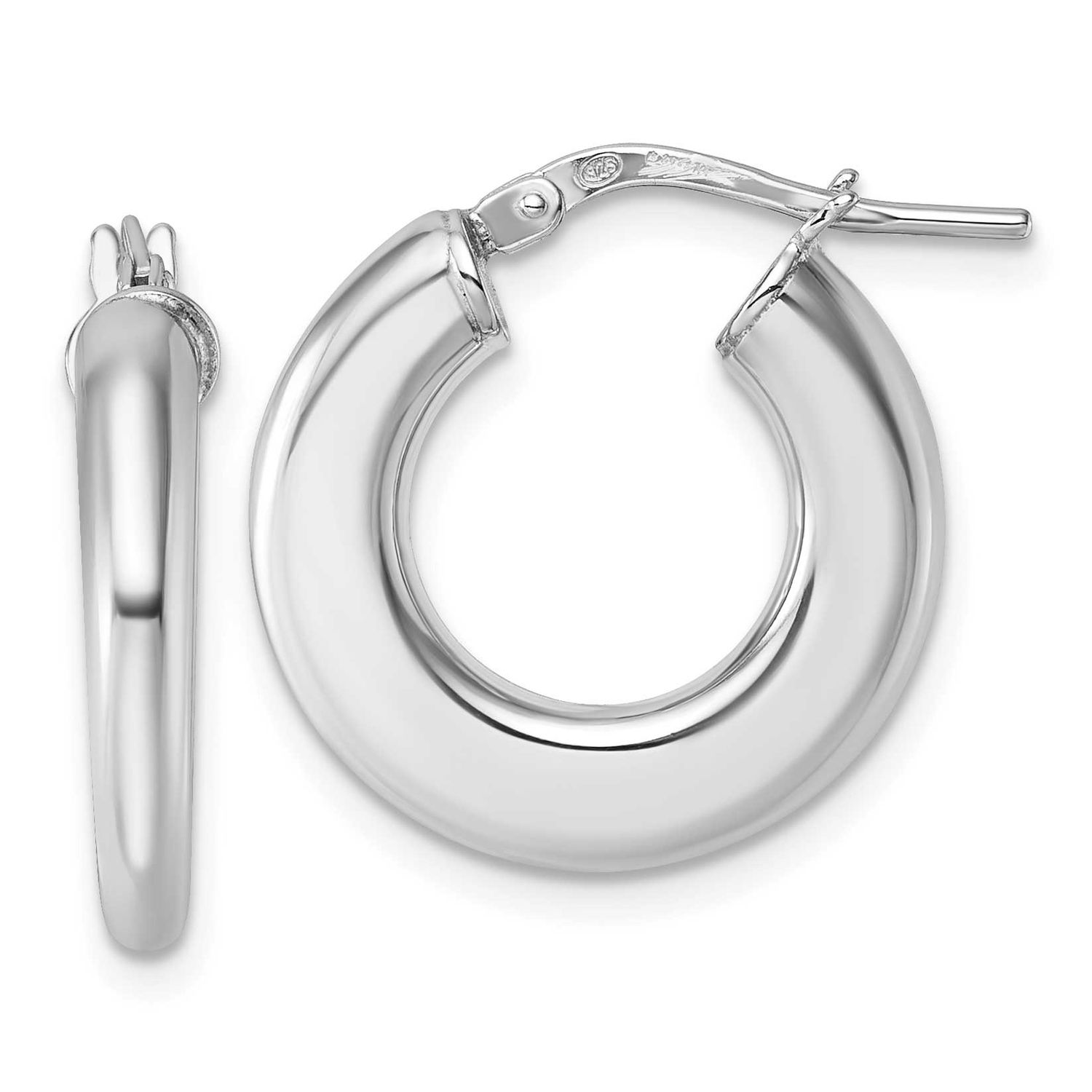 Hoop Earrings Sterling Silver Rhodium-Plated Polished, MPN: QE17927, UPC: