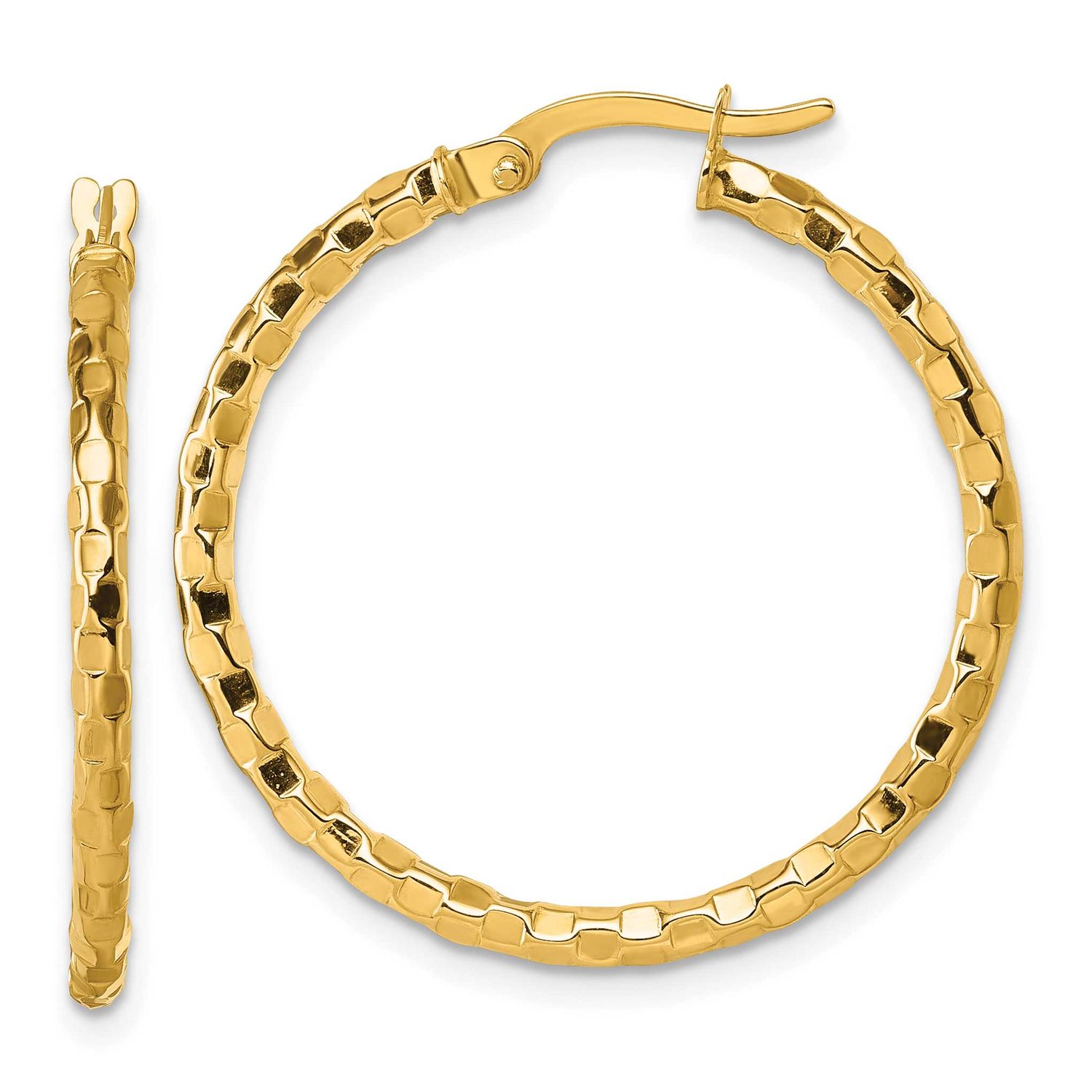 Textured Hoop Earrings 14k Gold Polished, MPN: TF2415, UPC: