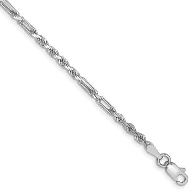 2.5mm Diamond-cut Milano Rope Chain 8 Inch 14k White Gold, MPN: WMIL045-8, UPC: