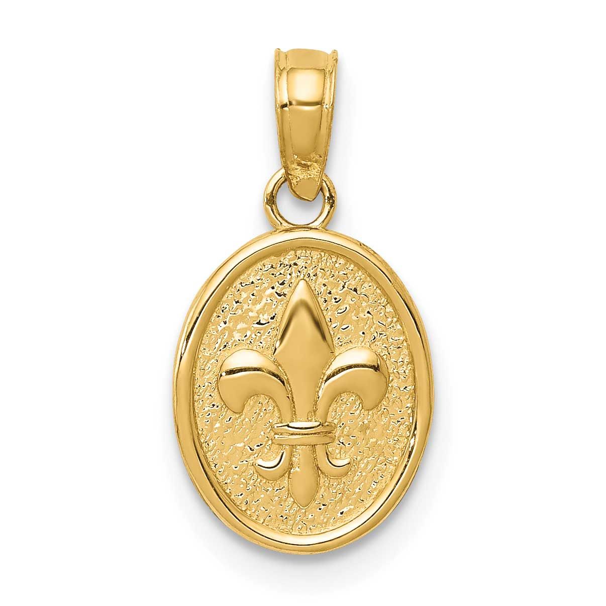 Small Fleur De Lis In Oval Pendant 10k Gold Polished, MPN: 10D4369, UPC:
