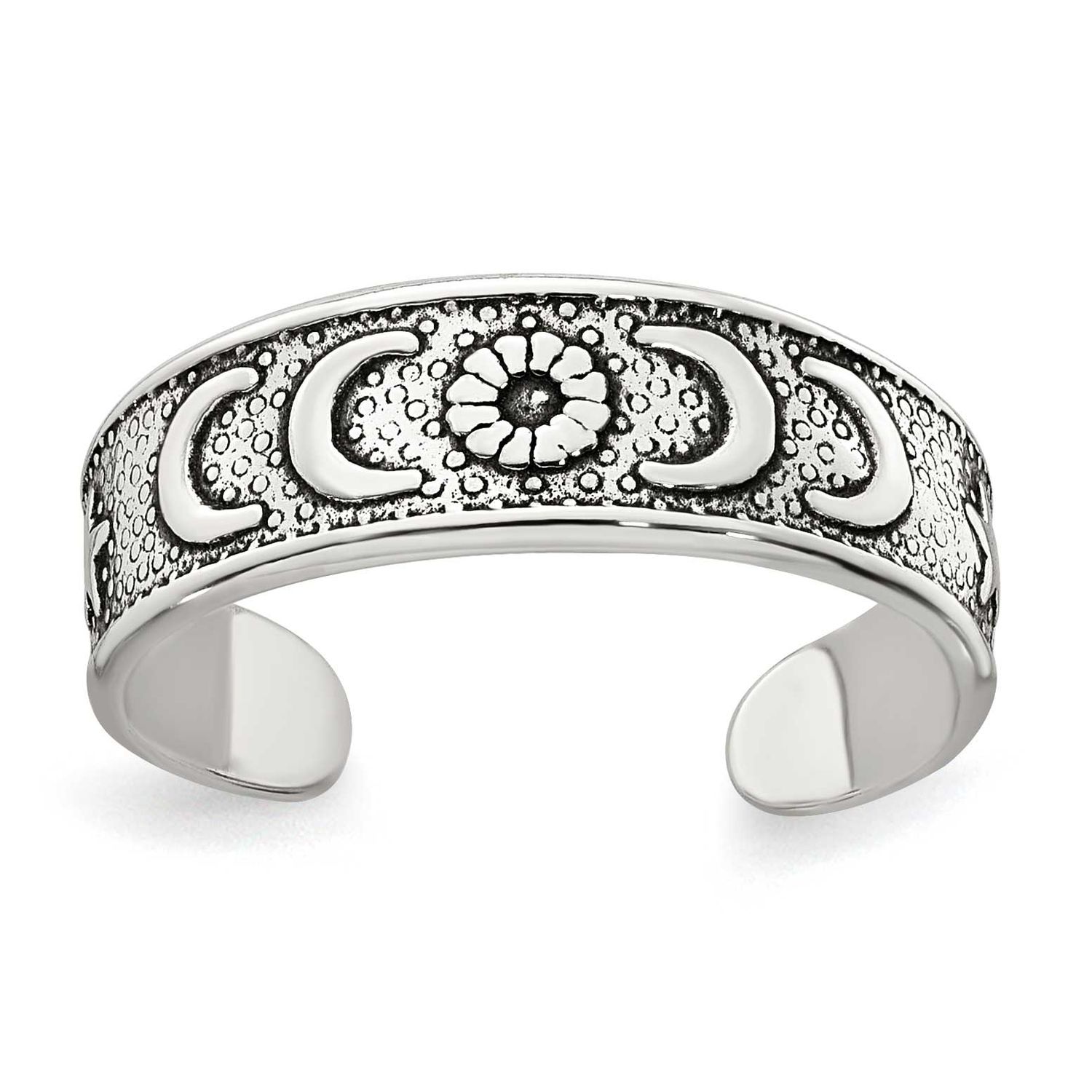 Antiqued Moon Star Toe Ring Sterling Silver Polished, MPN: QR7667, UPC: