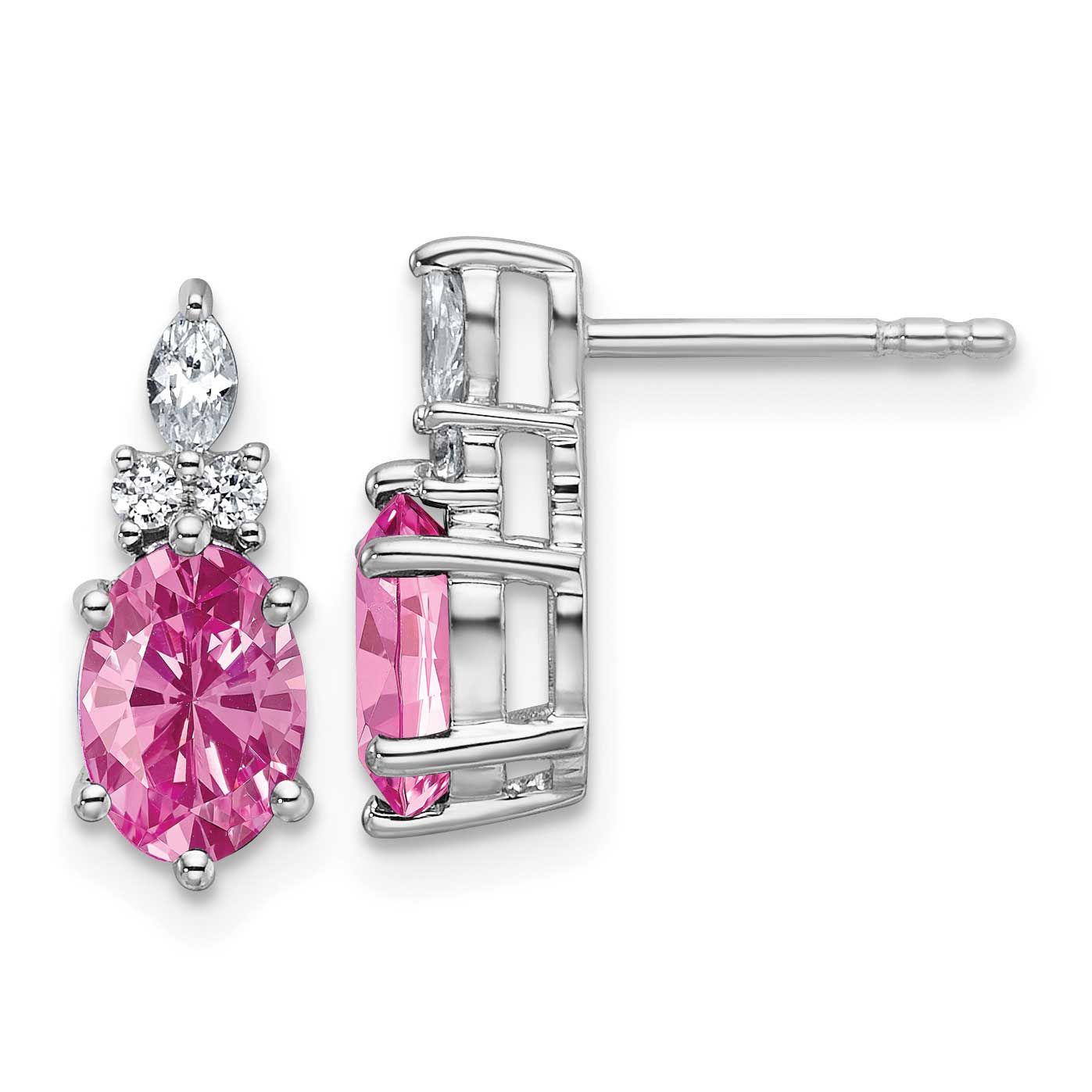 Polish Diamond &amp; Lab Created Pink Sapphire Twist Post Earrin 14k White Gold, MPN: EM9791-CPS-017-WA…