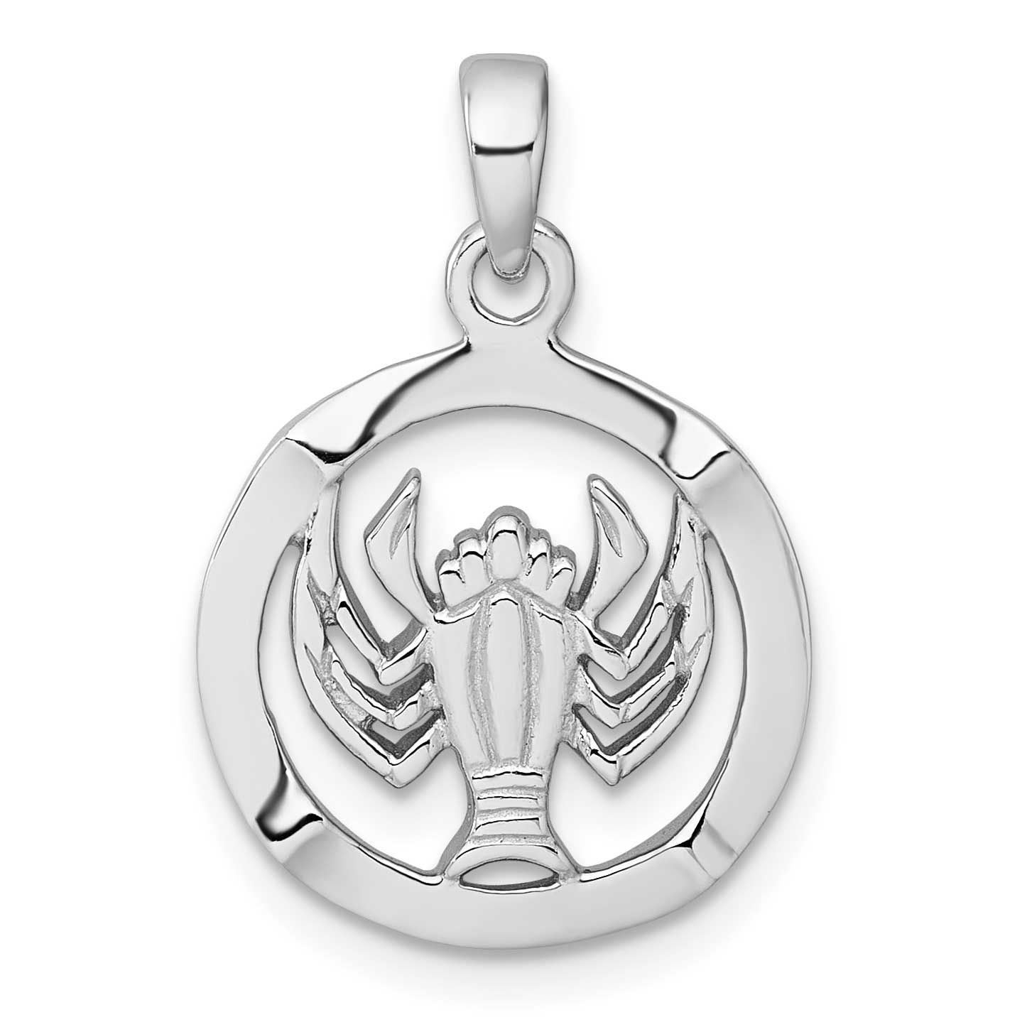 Polished Cancer Zodiac Pendant Sterling Silver Rhodium-Plated, MPN: QC11663, UPC: