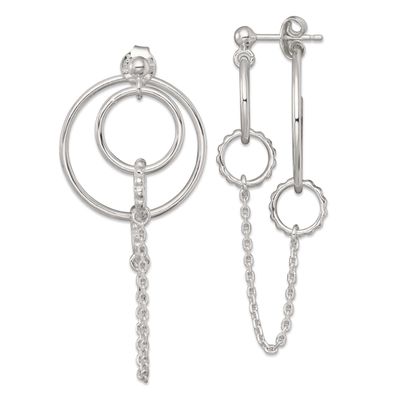 Textured Multi Circle Post Dangle Earrings Sterling Silver Polished, MPN: QE18024, UPC: