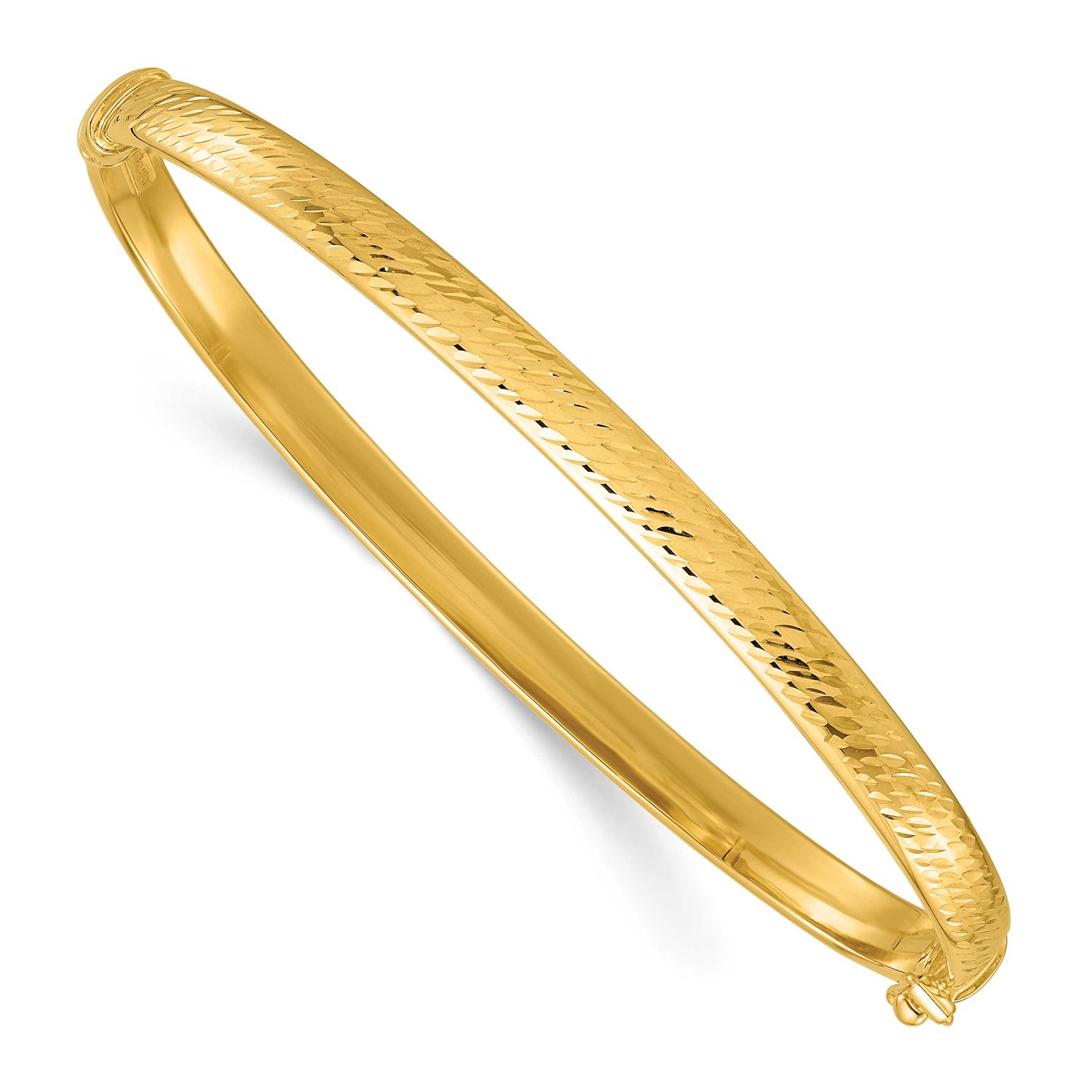 Diamond-Cut Hinged Bangle 14k Gold Polished, MPN: DB748, UPC: