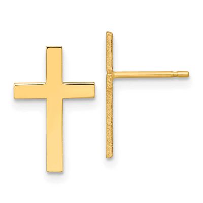 Cross Earrings 14k Gold Polished, MPN: REL198, UPC: