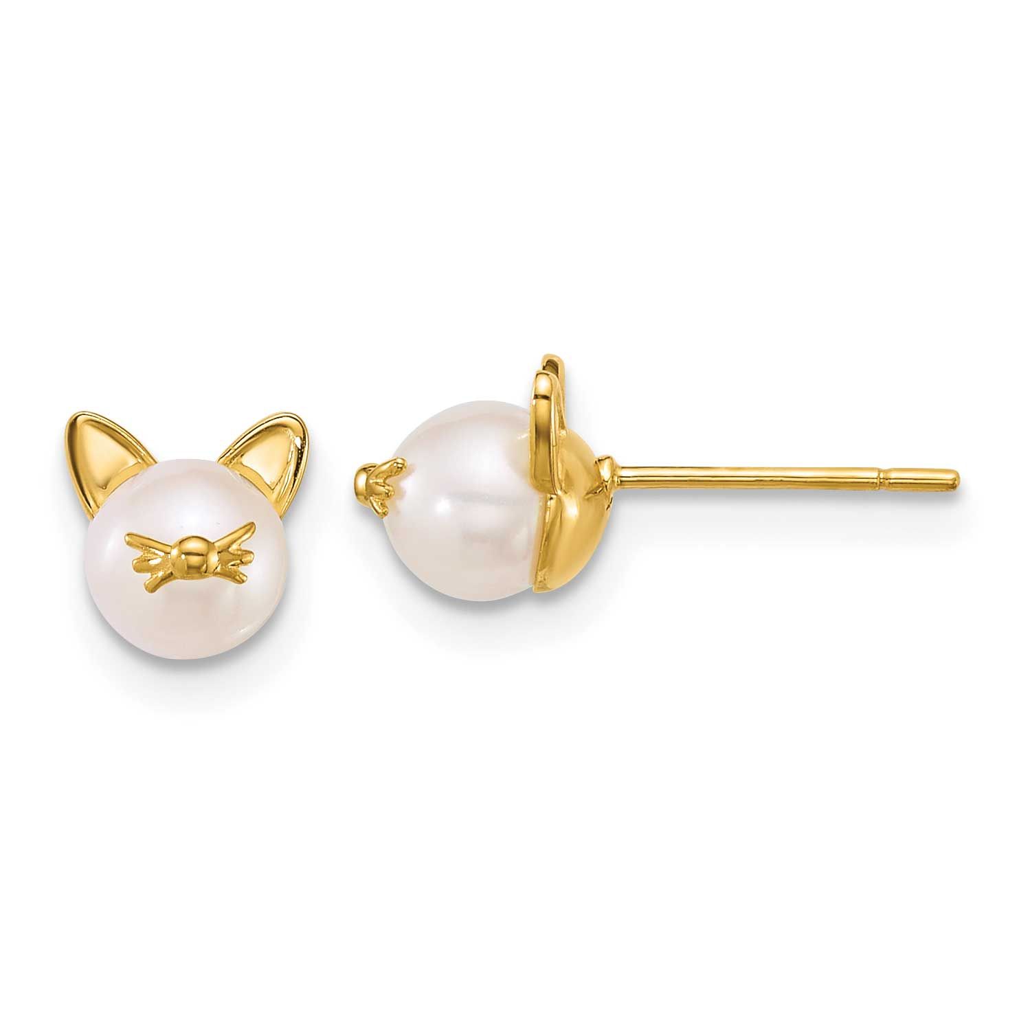 Freshwater Cultured Pearl Cat Post Earrings 14k Gold Polished, MPN: YE2303, UPC: