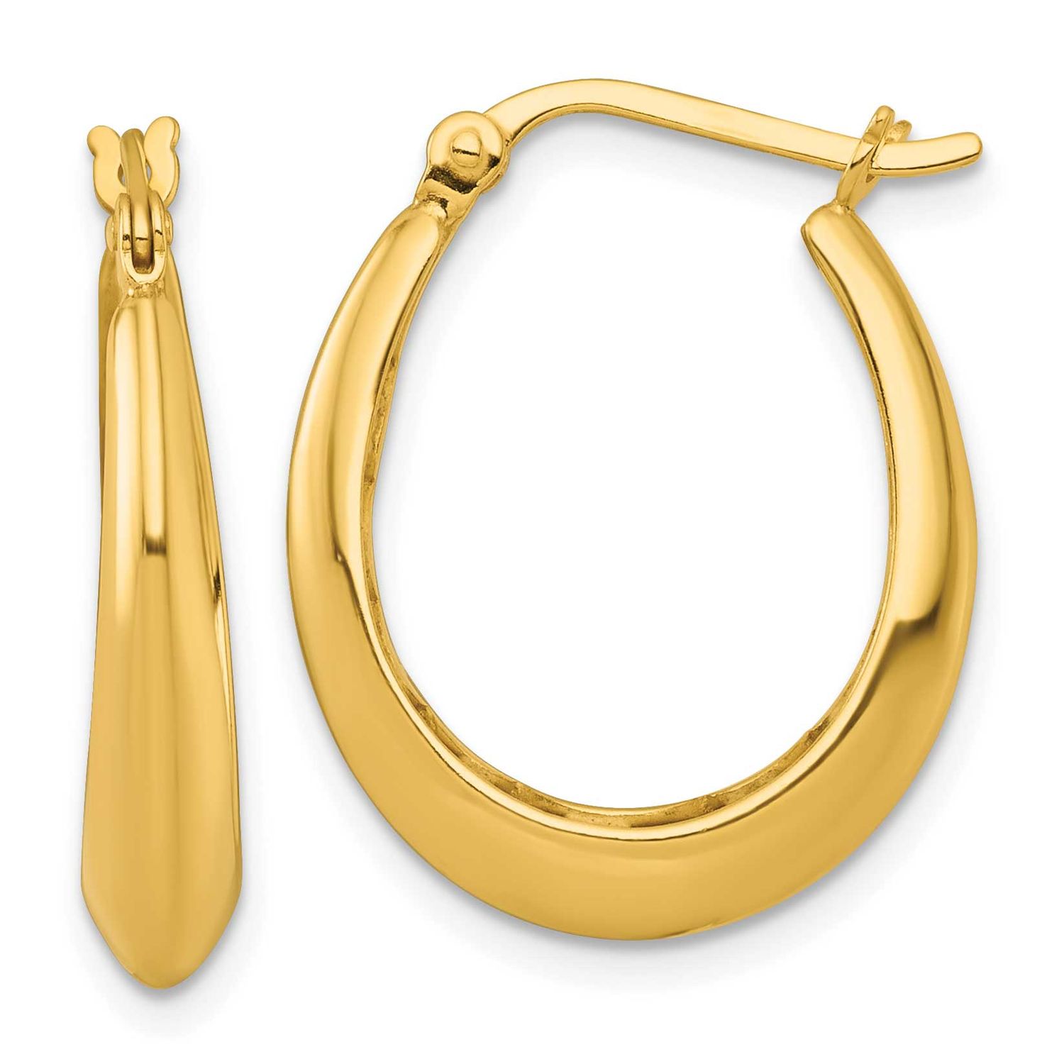 Knife Edge Tapered Oval Hoop Earrings Sterling Silver Gold-Tone Polished, MPN: QE17911GP, UPC: