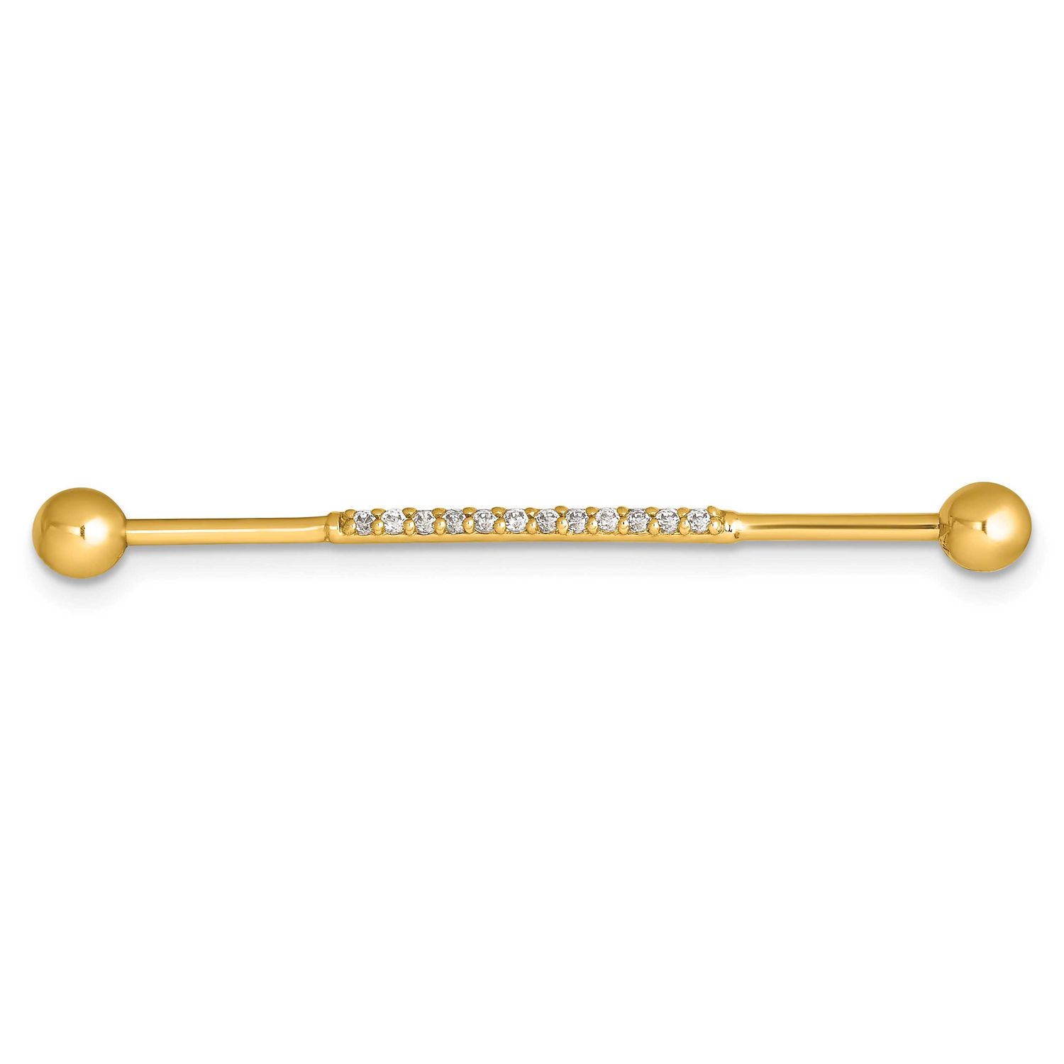 16 Gauge Polished CZ Industrial Bar 14k Gold, MPN: BD321, UPC: