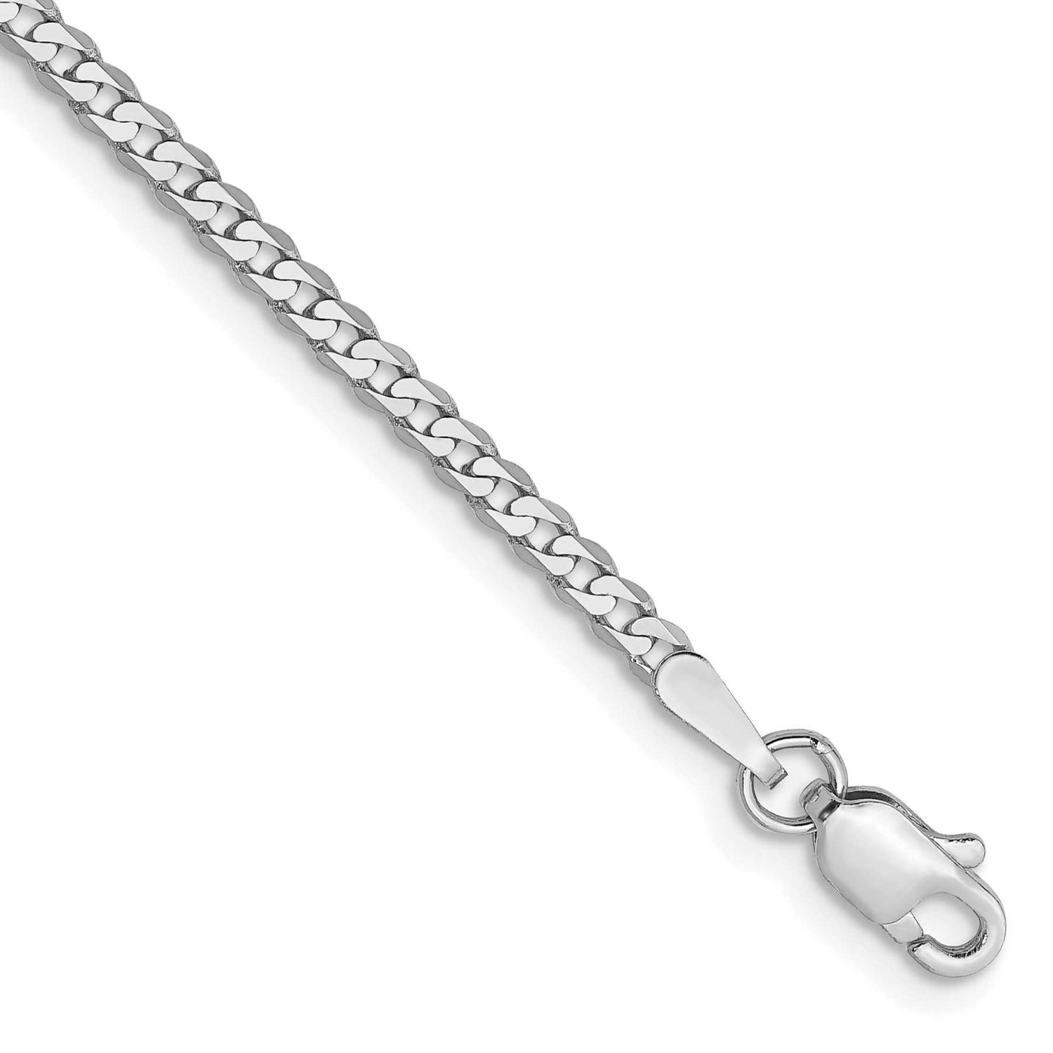 2.2mm Flat Beveled Curb Chain 7 Inch 10k White Gold, MPN: 10WFBU060-7, UPC: