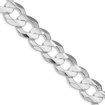 15.75mm Concave Beveled Curb Chain 24 Inch Sterling Silver Rhodium-Plated, MPN: QCBC400R-24, UPC: