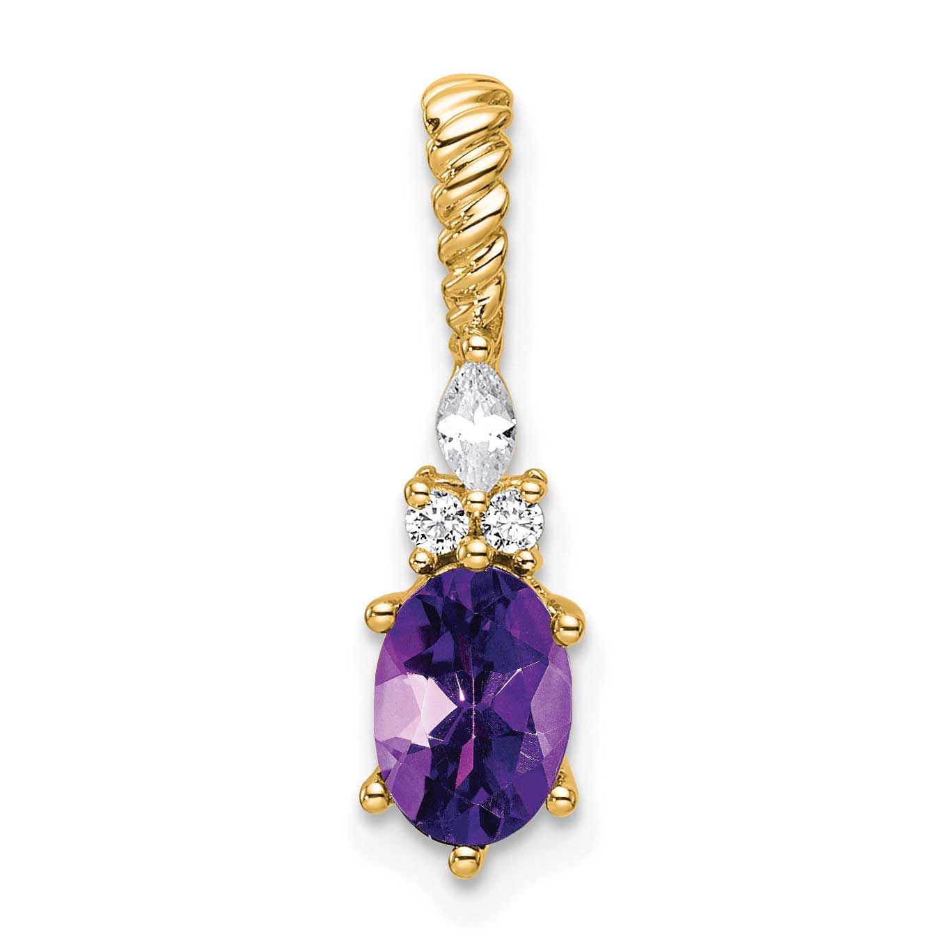 Diamond and Amethyst Twisted Chain Slide 21.8 Inch 14k Gold Polished, MPN: PM9791-AM-009-YAA, UPC: