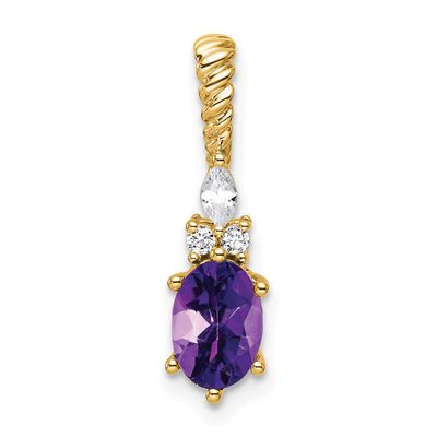 Diamond and Amethyst Twisted Chain Slide 21.8 Inch 14k Gold Polished, MPN: PM9791-AM-009-YAA, UPC: