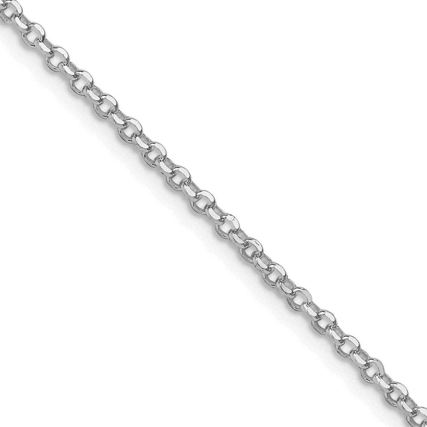 2.2mm Diamond-Cut Cable Chain 24 Inch Sterling Silver Rhodium-Plated, MPN: QHC035R-24, UPC: