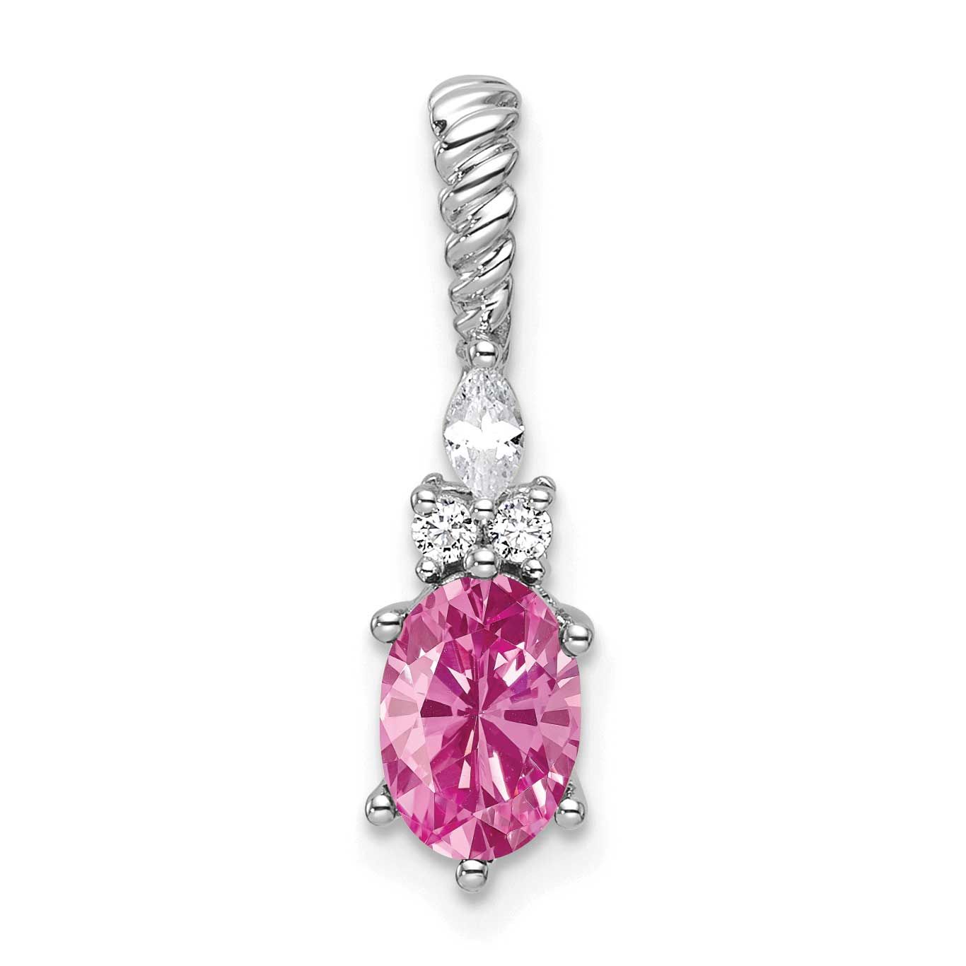 Polish Diamond &amp; Lab Created Pink Sapphire Twisted Chain Slide 14k White Gold, MPN: PM9791-CPS-009-…