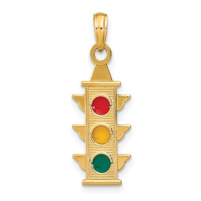 Red Yellow Green Enamel Traffic Signal Charm 14k Gold, MPN: K7095, UPC: 637218186396