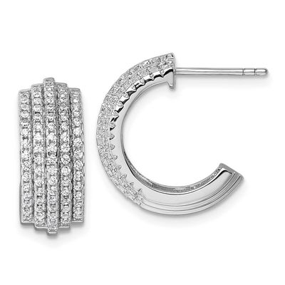 5 Row Post J-Hoop Earrings Sterling Silver Rhodium-Plated, MPN: QE18090, UPC: