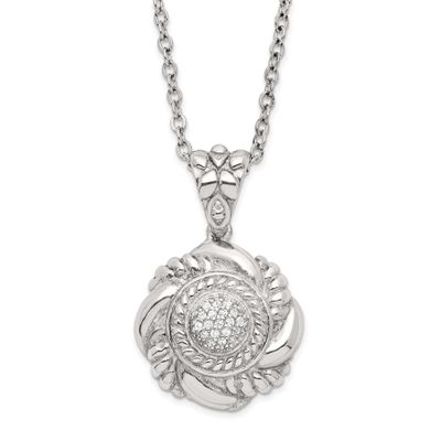 Fancy Twisted CZ Circle Necklace Sterling Silver Polished, MPN: QG4540-17, UPC: 191101414374
