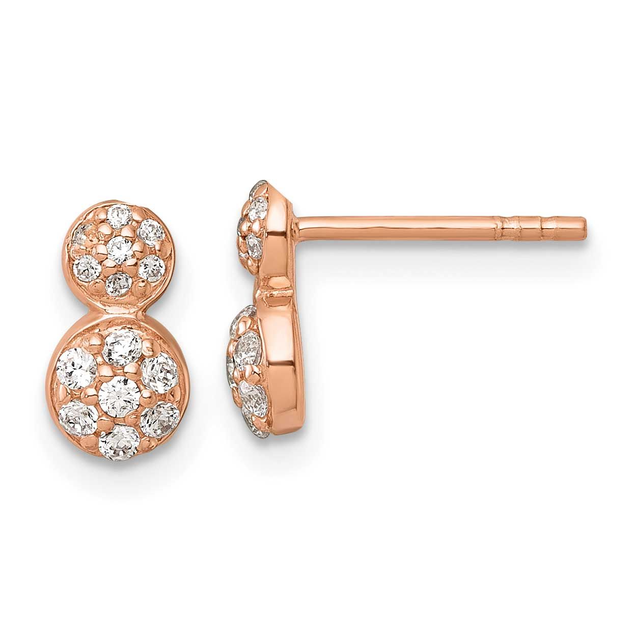 Rose Gold-Plated Polished Fancy CZ Post Earrings Sterling Silver, MPN: QE18052RP, UPC: