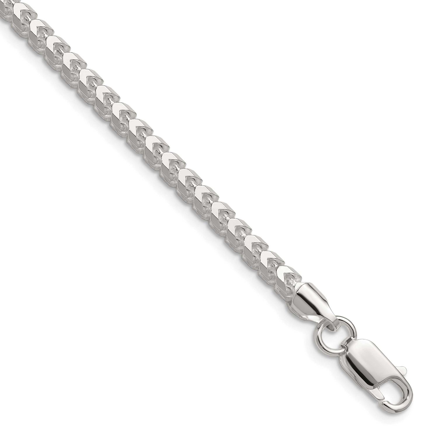4.0mm Diamond-cut Square Franco Chain 8 Inch Sterling Silver, MPN: QQF120-8, UPC: